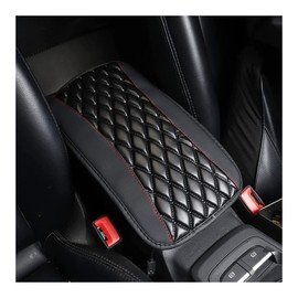 Ziciner Leather Car Center Console Armrest Pad, PU Waterproof Auto Seat Box Cover Protector, Hand Rest Cushion Protection Pad, Vehicles Interior Accessories Universal for Car,SUV (Black-Black Line)