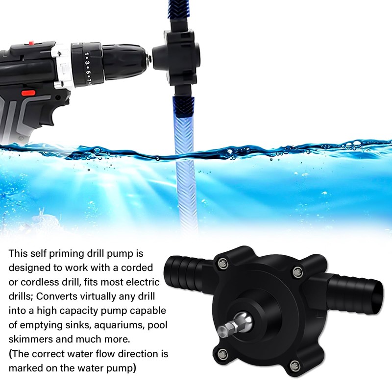Portable Electric Drill Pump for Water and Liquid Transfer, Self-Priming