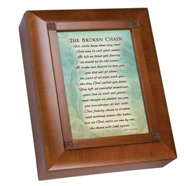 Cottage Garden The Broken Chain Will Link Again Woodgrain Bereavement Remembrance Keepsake Box with Comfort Cards