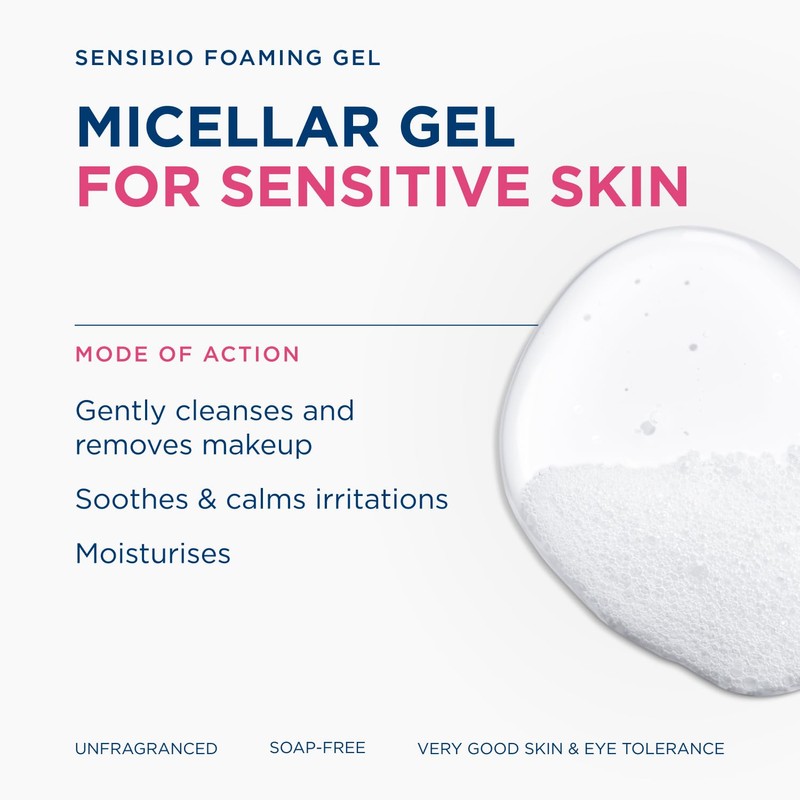Bioderma Sensibio Foaming Gel Gentle Face Cleanser, Cleansing and Makeup
