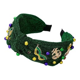 Mardi Gras Headband Mask Crown Sparkle Knot Headband Women Hairband