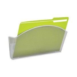 Safco Products 4176BL Onyx Mesh Magnetic Single File Organizer Stick On File Pocket | Letter Size | 4 Heavy-Duty Magnets | Steel Construction, Silver