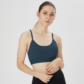KHUKE - Brasier deportivo para mujer, con tirantes ajustables y espalda cruzada, acolchado para entrenamiento, yoga, paquete de 1, Verde, S
