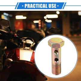 VekAuto Double Banjo Bolt Kit, M12x1.5 Length 45mm Metric Thread Turbo Brake Line Fitting Adapter Universal for Auto Durable Metal Bronze Tone W/Washers