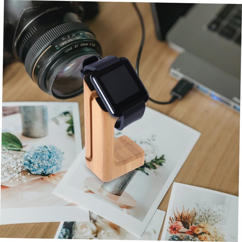 NOLITOY 1Pc Bamboo Smart Watch Charging Stand Elegant Durable Charging