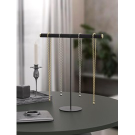 Justsoso T Bar Necklace Bracelet Velvet Jewelry Hanger Necklace Bracelet Holder for Women and Girls (Black)