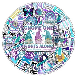 BIGZORO Pack 50 PCS Suicide Awareness Stickers Decorative Ribbon Car Bumper Water Bottles Bicycle Laptop Bike Vinyl Decals Waterproof Accessories for Survivor Fight Inspirational Label