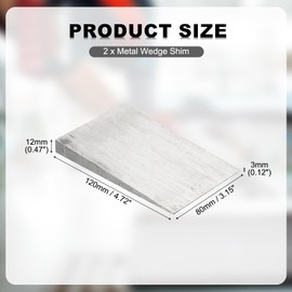 PATIKIL 2 Pcs Metal Wedge, 4.8x3.2x0.5 Inch Carbon Steel Wedge Shims Triangle Flange Beveled Washers Strong Durable for Pipe Fitting Welding Tool Factory Lathe Machine Tool, Silver Tone