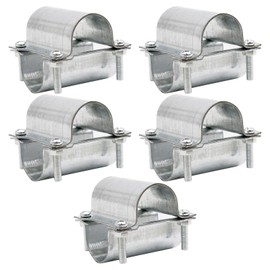 5 Sets 1¼" Greenhouse Cross Grid Pipe Connector Clamps, 32mm Purlin Bracket, Galvanized Steel Chain Link Fence Clamps, Steel Hothouse Pipe Fitting Clip with Bolts and Nuts (32mm)