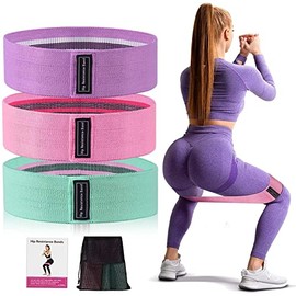 Bandas Elásticas Fitness 3 Bandas de Resistencia para Yoga, Entrenamiento de Fuerza, Pilates, Fisioterapia Estiramientos Bandas Antideslizantes de Eje