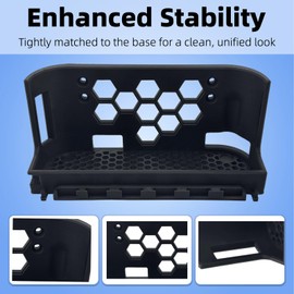 Actottosms 3D Printed Wall Mount Stand Compatible with Switch 2 Console 2025 – Organizer Shelf Base Kit Behind TV with Game Card Slots and Controller Hooks – Black
