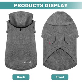Kickred Basic Dog Hoodie Sweatshirts, Pet Clothes Hoodies Sweater with Hat and Leash Hole, Soft Cotton Outfit Coat for Large Medium Small Dogs, M