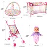 deAO Kids Baby Doll Stroller Nursery Role Play Set with