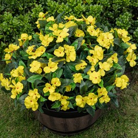 Nigirior Artificial Fake Flowers for Outdoor Décor 6 Bundles UV Resistant Fake Plants for Planter Faux Flowers for Home Porch/Garden Stunning（Yellow）