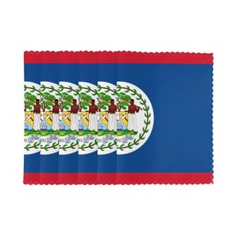 Belize Flag 6-Piece placemat Set, Heat-Insulated Washable Table mat 12 * 18 inches, Suitable for Hotels, Homes, banquets