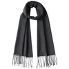 Atano Mens Fine Soft Scarf with Tassel Ends Black Herringbone