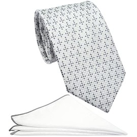 BELLUNO Extra Long Tie and Pocket Square Set for Big and Tall Men, 63 inch XL Long Necktie