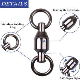 OROOTL Ball Bearing Fishing Swivels - 20pcs 100% Copper High Strength Fishing Ball Bearing Swivels Connectors with Strong Solid Welded Rings 35lb-390lb