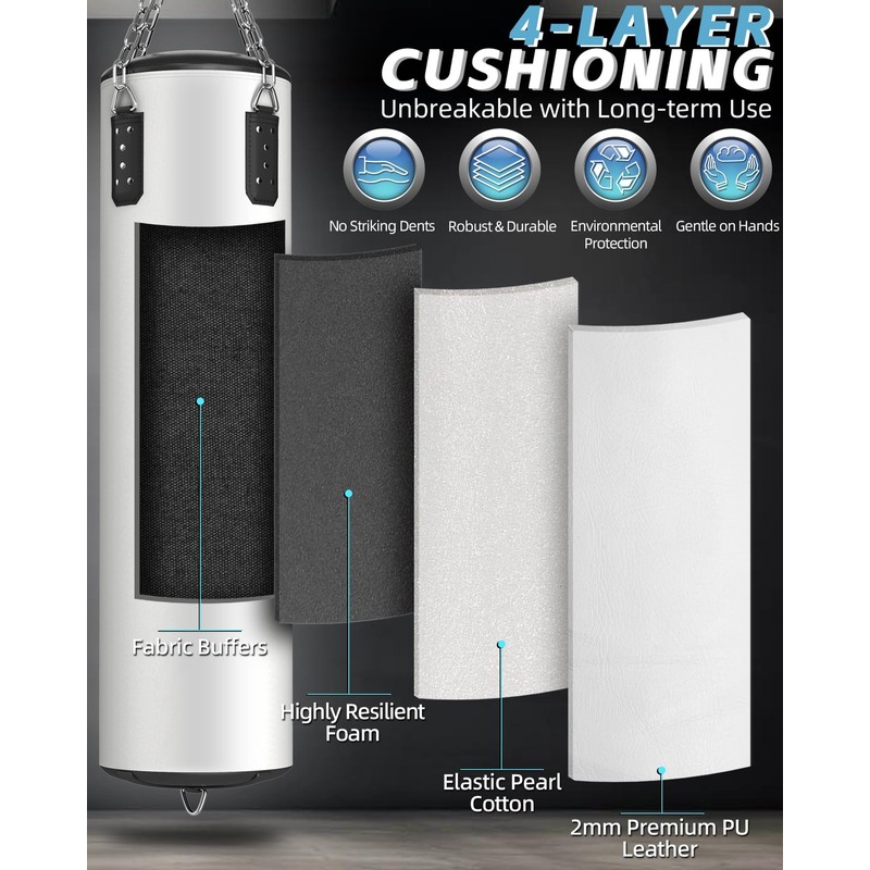 ASBRAVO Punching Bag for Adults, 4ft PU Heavy Boxing Bag
