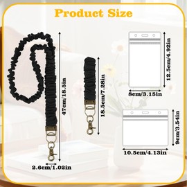 2 Pcs Stretchy Scrunchie lanyards with 4 Card Holders for ID Badges and Keys, Cute Neck and Wrist Scrunchie Lanyard for Teacher, Women Nurses, School Office Supplies