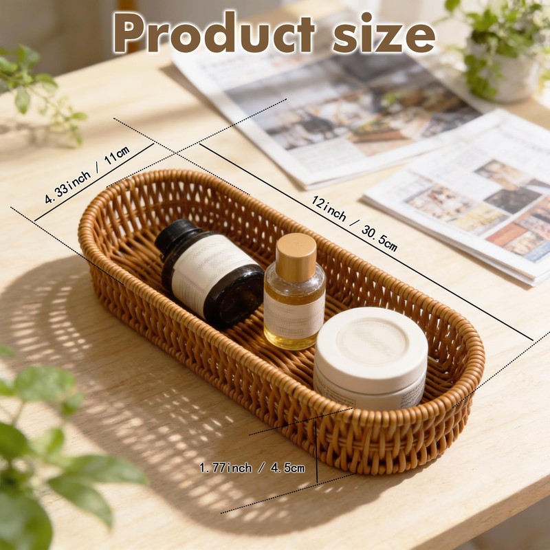 Dealpoli Wicker Storage Basket, Rattan Baskets for Storage, Hand-Woven Wicker