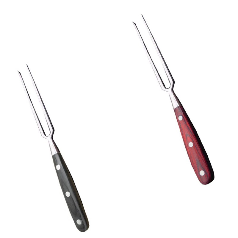 Stainless Steel Meat Fork Long Handle Cooking Tool Wooden Handle