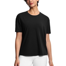 THE GYM PEOPLE Women's Short Sleeve Workout T-Shirts Back Loose Fit Running Yoga Tee Tops Black