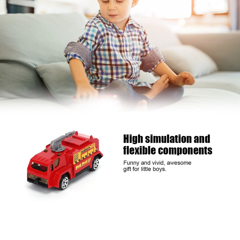 6Pcs/Set 1/64 Mini Fire Rescue Truck Police Car Toy Kids