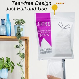 Bolsa de basura de 4 galones, bolsas de basura pequeñas con cordón, bolsas de basura blancas de 15 litros, 144 unidades