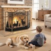 ‌POWLAB 50" X 36'' Fireplace Screen - 3-Panel Wrought Iron