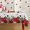 Horaldaily Valentine's Day Tablecloth 52×70 Inch Rectangular, Red Love Eucalyptus