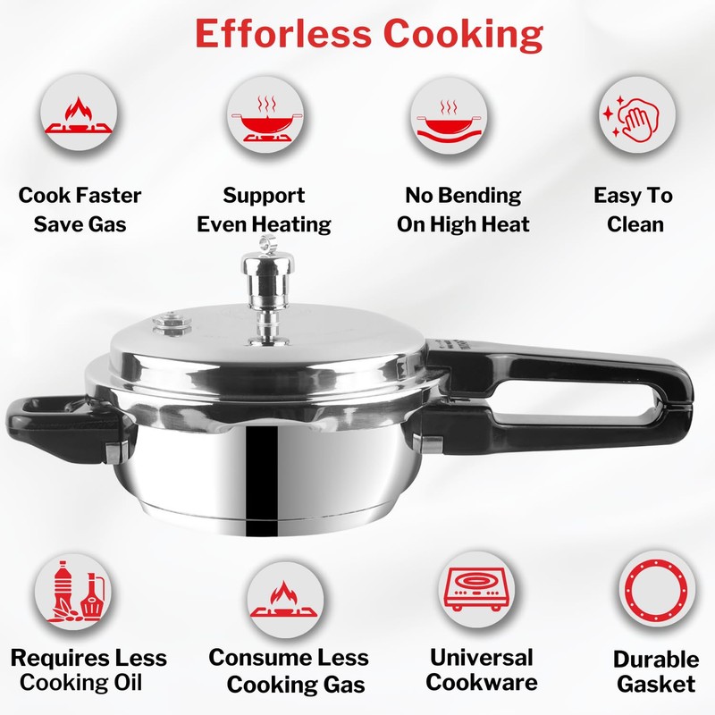 Vinod Cookware Induction Friendly Stainless Steel Sandwich Bottom Pressure Pan