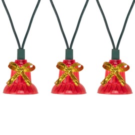 40-Count Red Bells with Musical Christmas Light Set, 13ft Green Wire