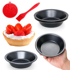 Quyimy 5 Inch Mini Pie Pans 4 Pack Pie Tins, Carbon Steel Mini Tart Pan Nonstick Round Small Pie Tins for Baking Pot Pies Cakes Pizza Bread Dessert, Fruit Pie and Meat Pie