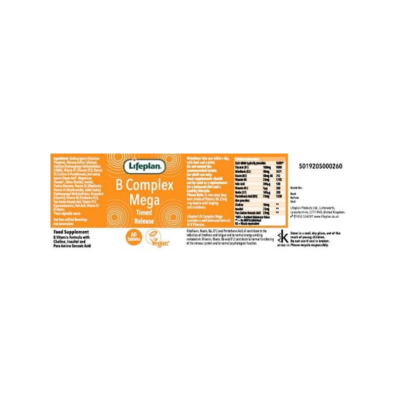 Lifeplan | B Complex Mega 60 Tabs | 2 X