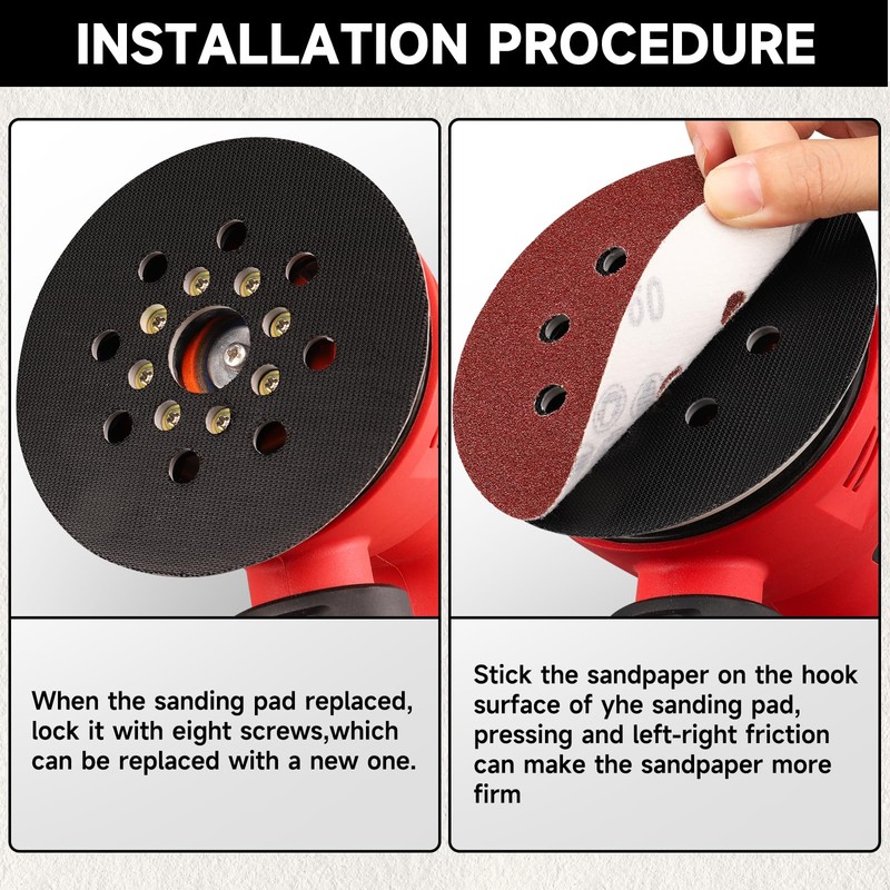 STEBRUAM 5 Inch 8 Hole Replacement Sander Backing Pad with