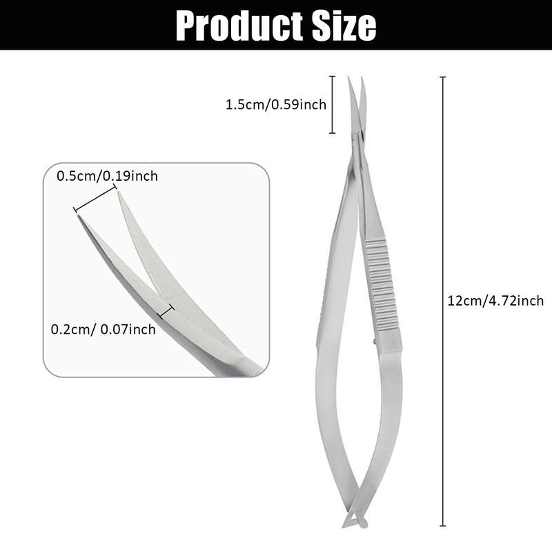 1 Piece Curved Iris Scissors, Mini Scissors with Spring Mechanism,