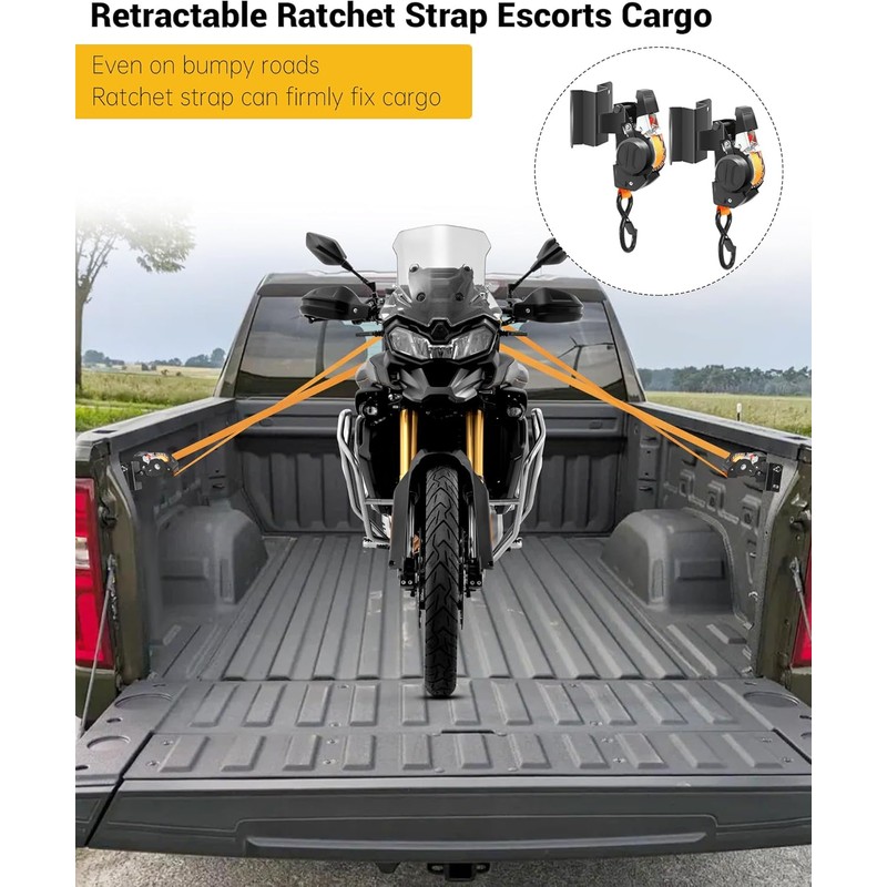 2PCS Dual-Pivot Retractable Truck Bed Ratchet Straps Compatible with Chevy
