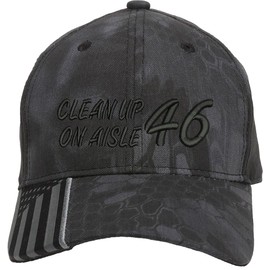 AmazingShirts Cleanup on Aisle 46 Embroidered Structured Adjustable One Size Fits All US Flag on Bill Hat (Kryptek Black/Black)