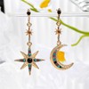 Moon Sun Star Earrings for Women Dainty Long 14K Gold