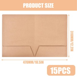 Nizirioo Kraft Paper Presentation Folder Kraft Paper: Pack of 15 Folders with 2 Pockets, Document Bag A4 Folder Kraft Paper Folders, Presentation Folder for Documents Meetings