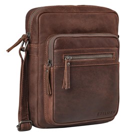 STILORD 'Ringo' leather shoulder bag men's vintage crossbody bag retro with many compartments genuine leather bag, Colour:torres - brown