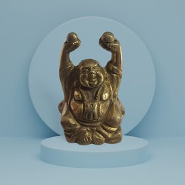 PARIJAT HANDICRAFT Brass Laughing Buddha Statue Figurines Decoration Collective Sculpture Home Decor Collectible Figurine for Spiritual Room Decor