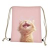 PJHEQOXE Pink Drawstring Backpack Bags Sack Cute Orange Cat Drawstring