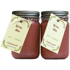 Candlecopia Bite Me Strongly Scented Hand Poured Premium Soy Candles, 12 Ounce Pewter Lid Canning Jar x 2-Pack