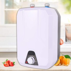 110V 1500W 8L Electric Tank Hot Water Heater, White Home Instant Water Heater in Kitchen Bathroom, Adjustable Temperature Water Heater