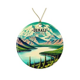 ABSMDesigns Denali Keepsake - National Park Ornament - Alaska Mountain Ceramic Ornament - Memorable Gift for Holiday Giving