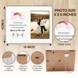 Inspirational Gifts Picture Frame For Women, Dance In The Rain Photo Frame, Motivational Gifts For Family Friends Sisters, Rainbow Cheer Up Gifts Frame For Birthday Christmas Thanksgiving -A25