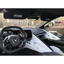 Sun Visor Warning Label Overlay Blackout Decals with C8 Logo fits 2020-2021 Corvette (Matrix Gray)