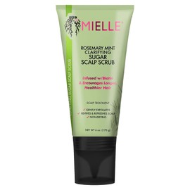 Mielle Organics Rosemary & Mint Sugar Exfoliating Scalp Scrub - Gentle Pre-Shampoo Dry Scalp Treatment for Oil & Product Buildup - Biotin Infused Non-Drying, Moisturizing Formula (6 Fl Oz)